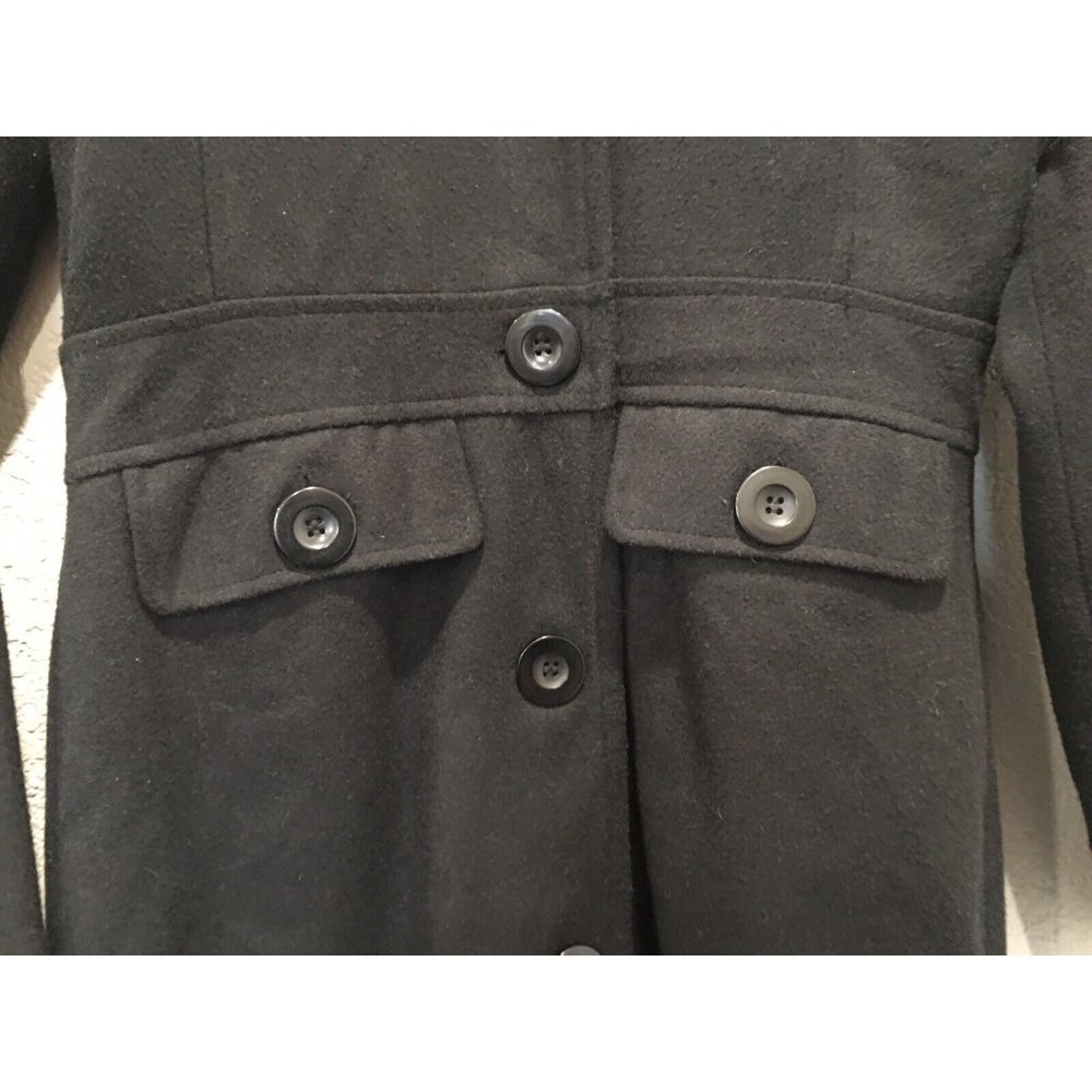 Voice  Long Wool Coat Faux Fur Collar Button Up Fully Lined - Picture 5 of 16